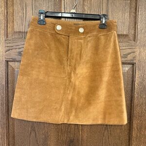 Vintage Y2K Banana Republic Camel Color 100% Suede Leather Mini Skirt